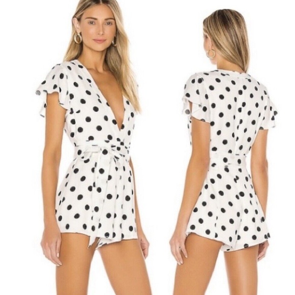 Revolve Privacy Please Goodwin polka dot v-neck romper women’s Size small - Picture 1 of 2